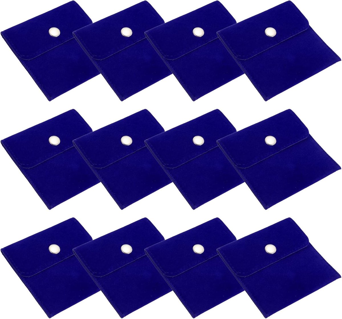 12 x 10 cm Sieraden Tassen - 12 Stuks Velvet Tassen met Drukknop - Draagbare Opbergzak voor Oorbellen, Armbanden, Kettingen, Ringen, Horloge, Blauw