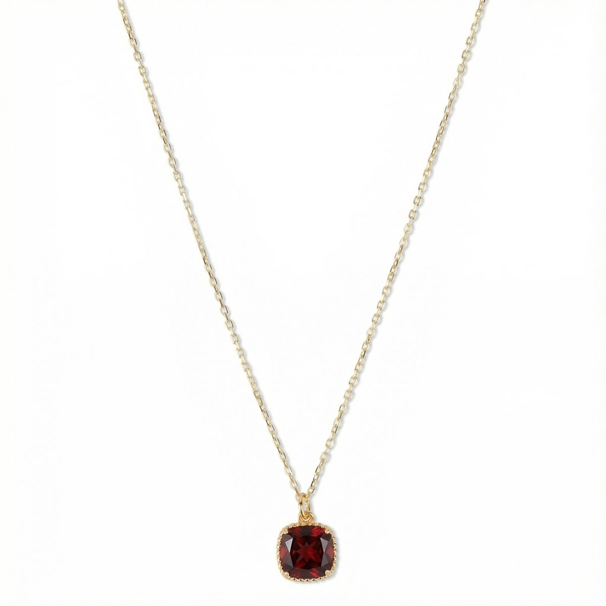Petit Comité - Dames Ketting Geboortesteen – Granaat Hanger - 925 sterling Zilver - 18k gold plated