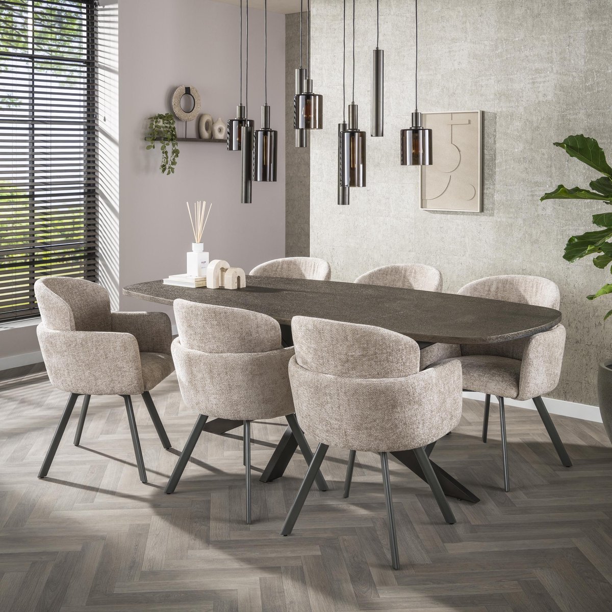 Hoyz Collection - Eettafel Bronvik Deens Ovaal 215 Cm - Brons Liquid Metal
