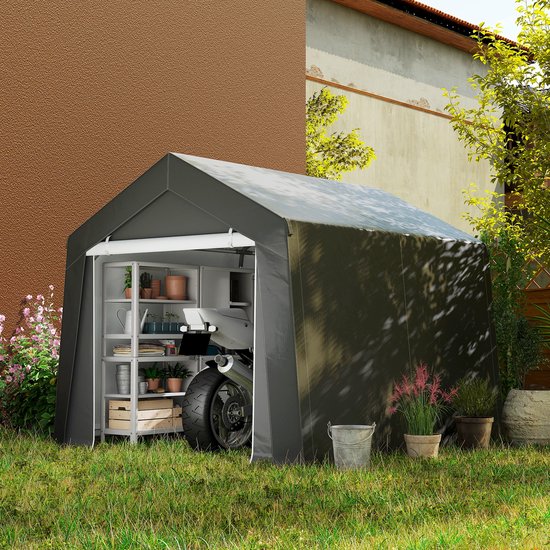 Outsunny Garden Storage Tent-Staal, PE-302L x 300B x 235H cm-Donkergrijs van Merkloos — afbeelding 5