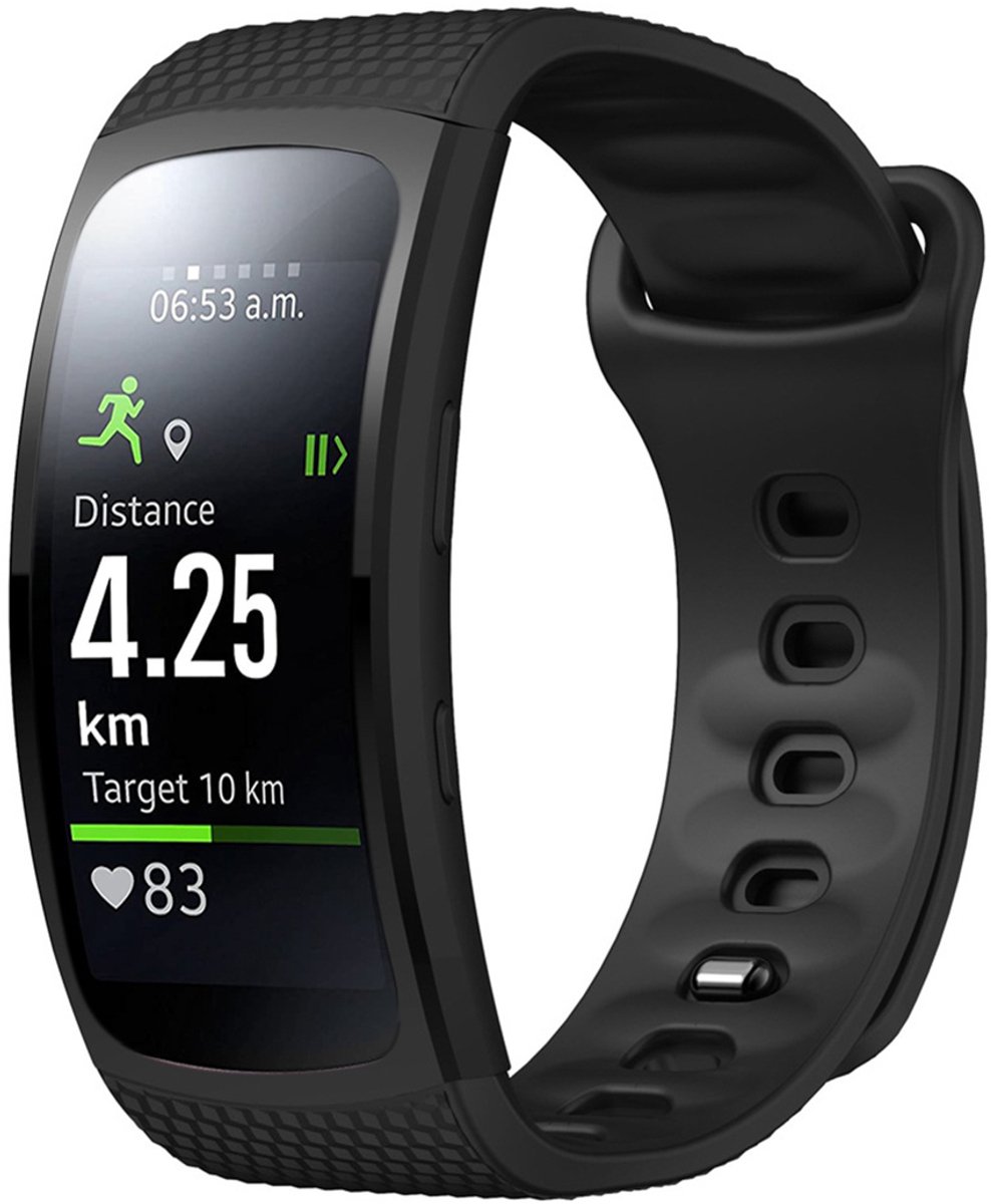 Siliconen bandje - Geschikt voor Samsung Gear Fit 2 / 2 Pro - Zwart