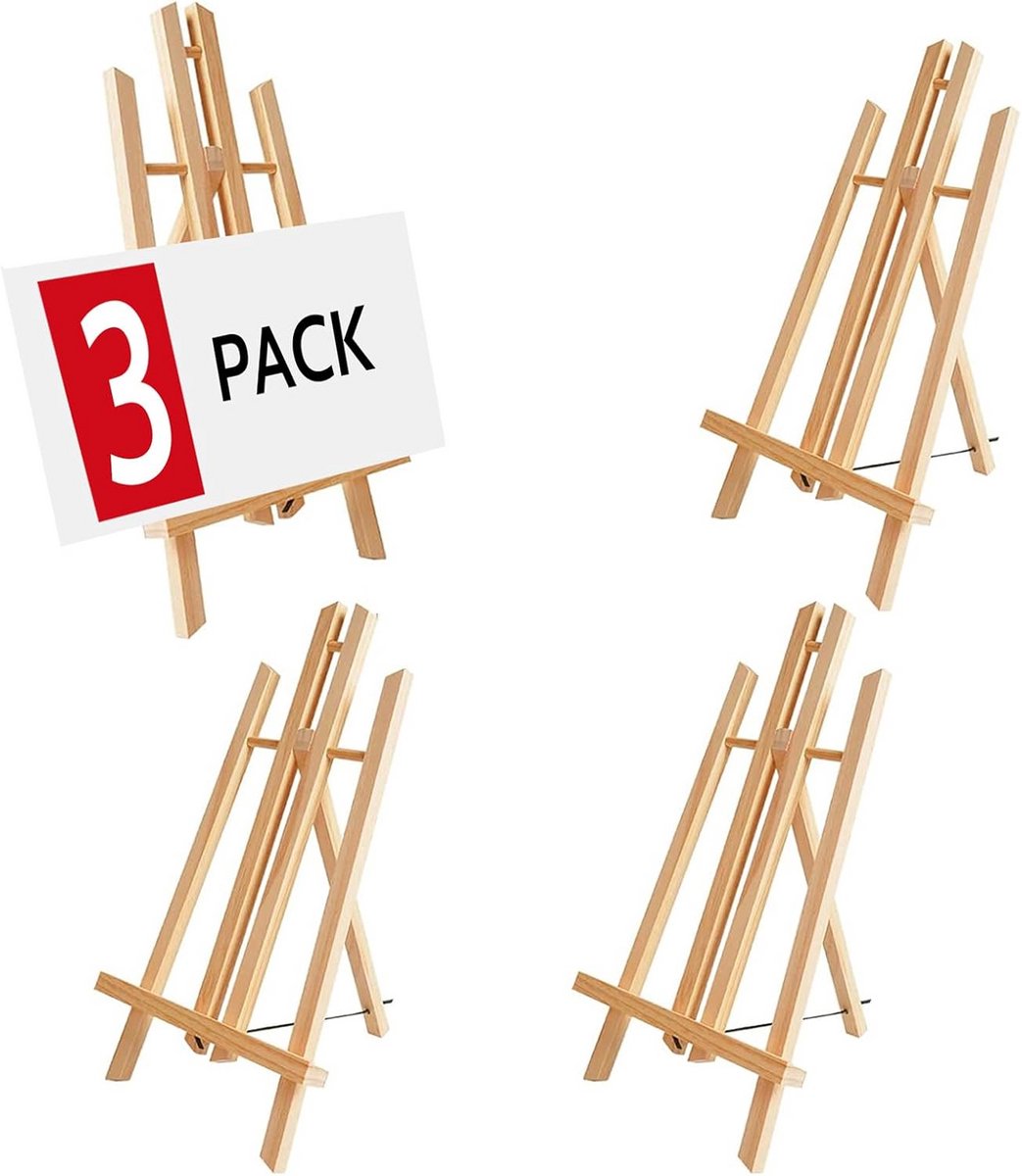 Set van 3 Houten Desktop Schildersezels - 40 cm Multifunctionele Tafelstandaard