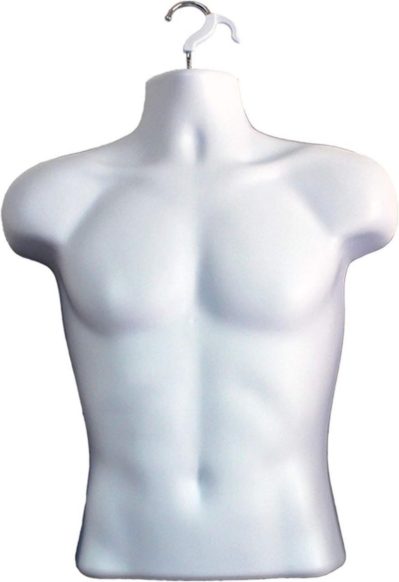 Mannelijke Paspop Torso Wit - Holle Rug Jurkvorm met Ophanghaak