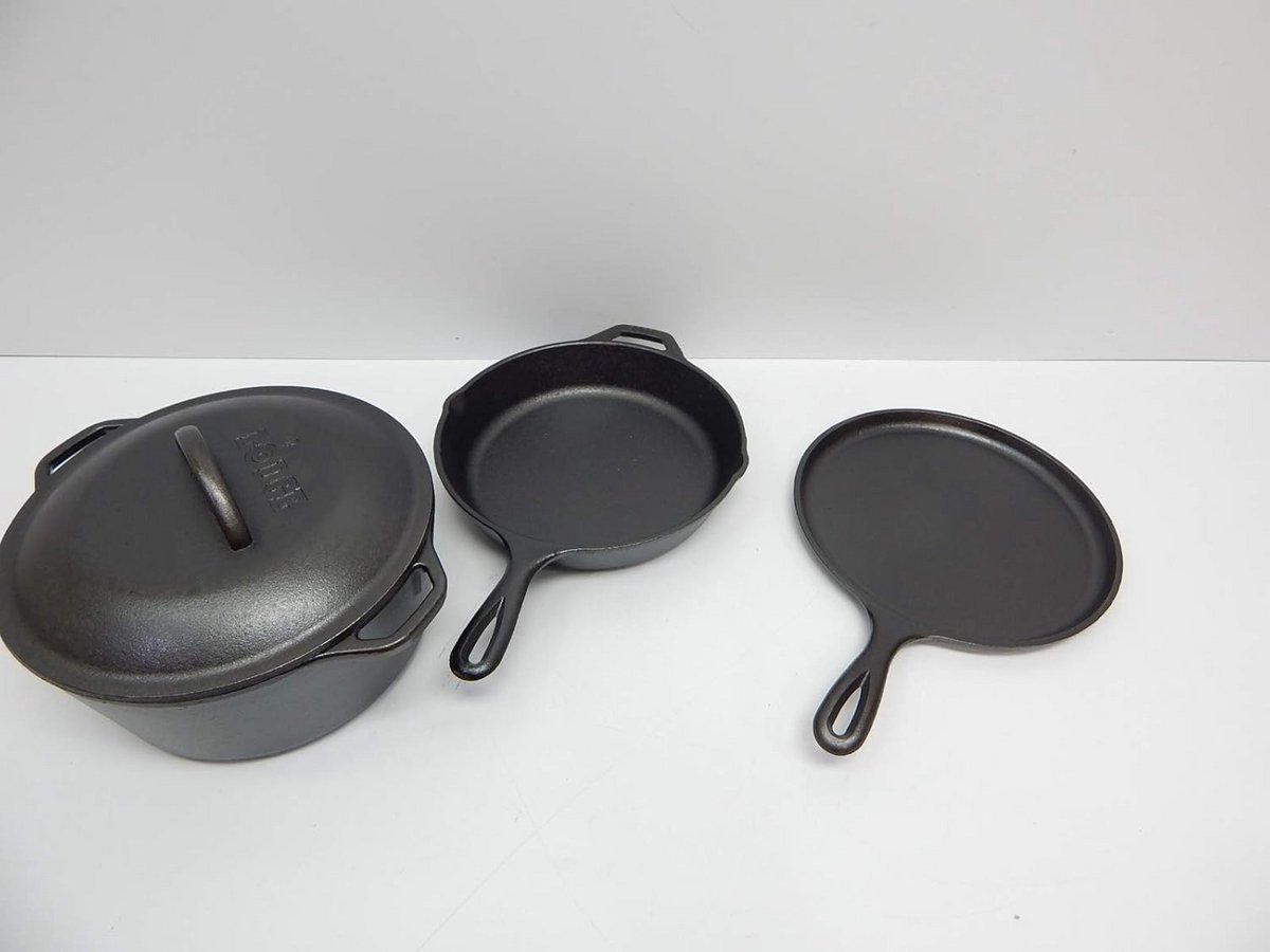Gietijzeren Kookgerei Set 4 Delig - Inclusief Bakplaat, Koekenpan en Grillpan