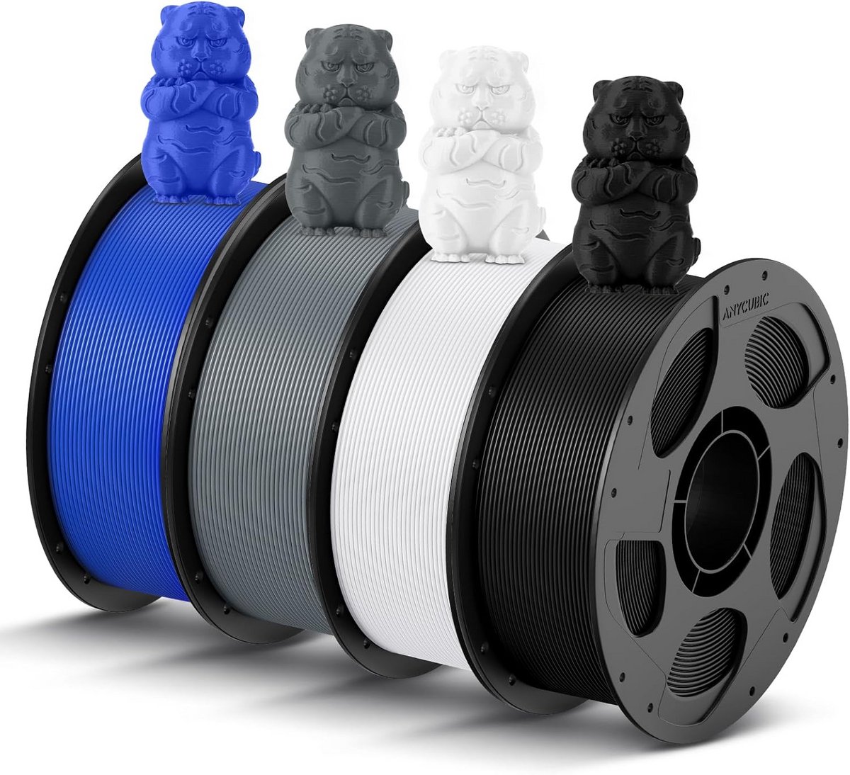 PLA 3D Printer Filament Set - Zwart, Wit, Grijs en Blauw - 4 kg