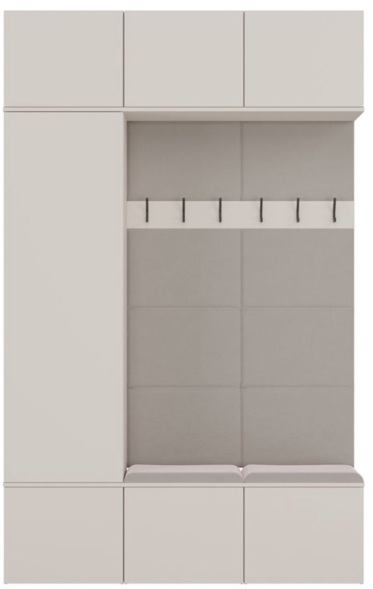 Topeshop HAGA - Halgarderobe - Met kast en 2 kapstokken - Met zitbanken - Kasjmier