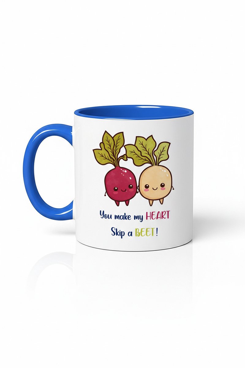 Grappige Bietjes Mok - 'You make my HEART Skip a BEET!' - Liefde Pun Cadeau