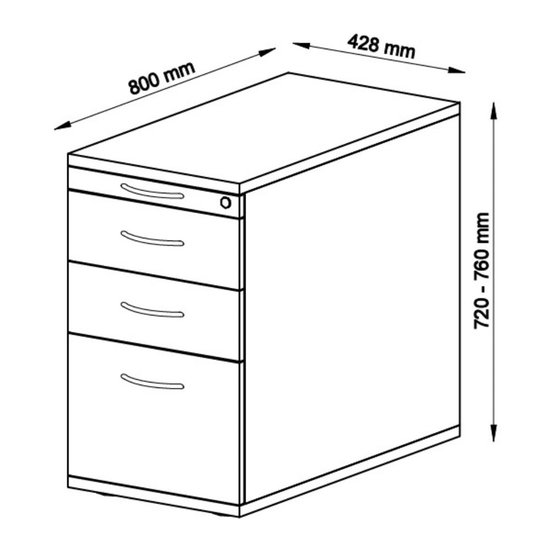 SIGNA SC40 BS - Conteneur à roulettes en bois de hêtre avec système d'accrochage