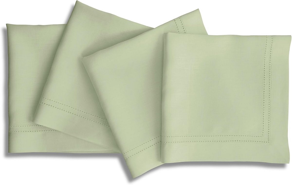 Set van 4 Linnen Stoffen Servetten 50x50 cm - Saliegroen - 100% Puur Linnen Tafellinnen