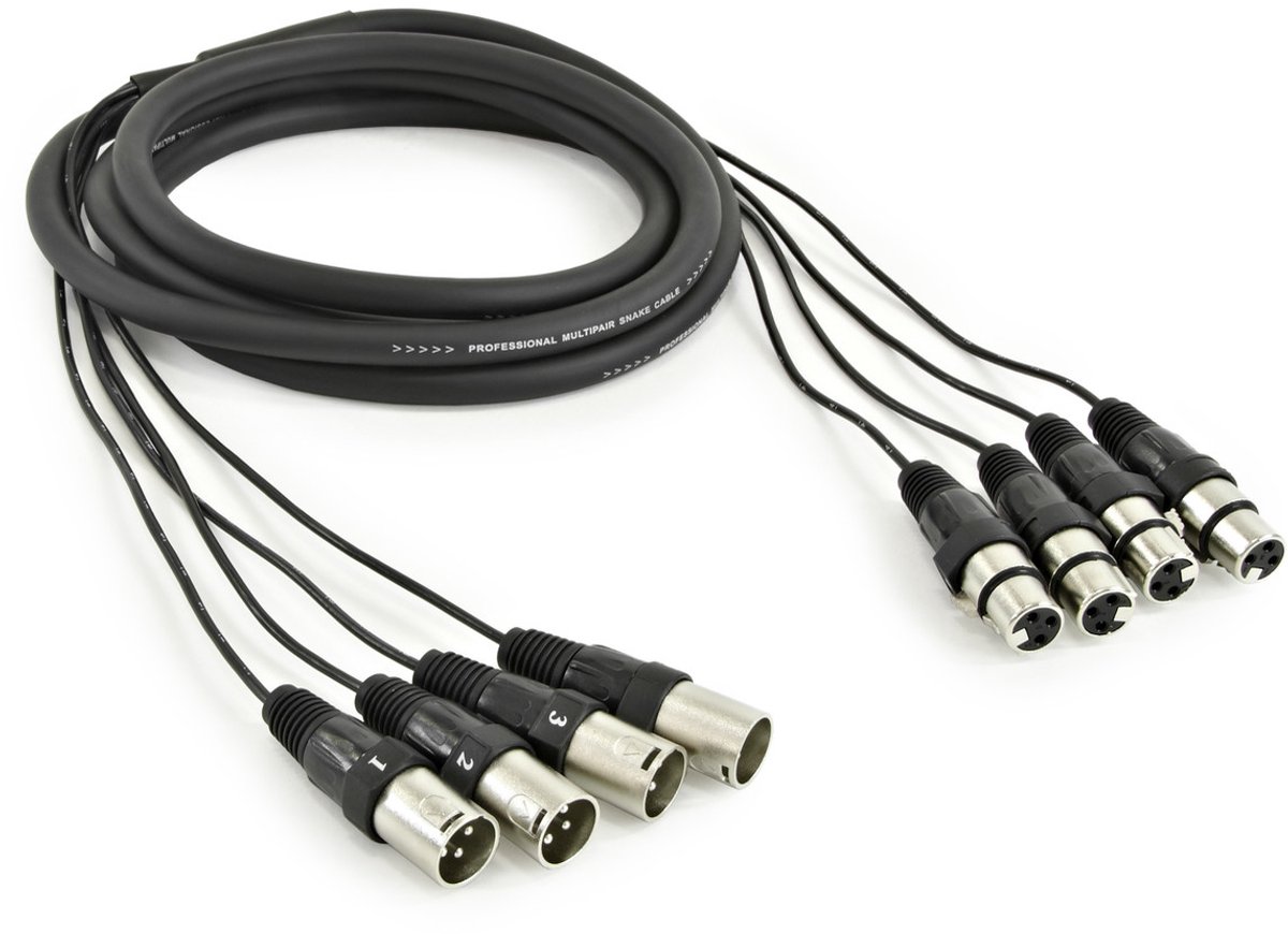 4 x XLR (M) - XLR (V) Kabelboom, 3 meter
