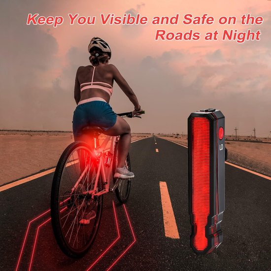 Super Helder Fietslicht Set - USB Oplaadbaar - Achterlicht met Laser - 5 LED - 6 Modi - Waterdicht - Voor Nachtrijden en Veiligheid — afbeelding 4