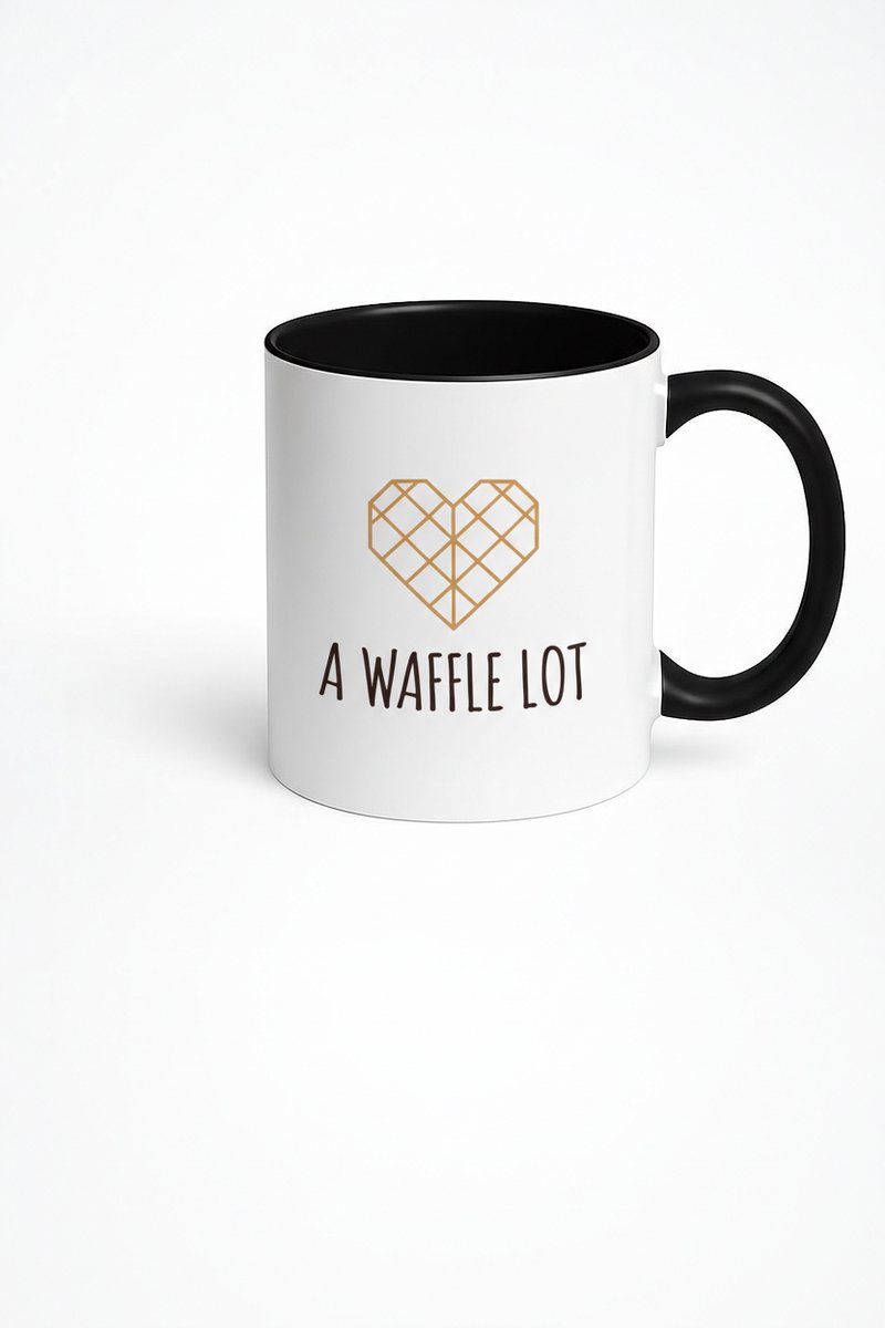 Koffiemok 'A WAFFLE LOT' met Geometrisch Wafelhart Design - Grappig Liefdes Cadeau