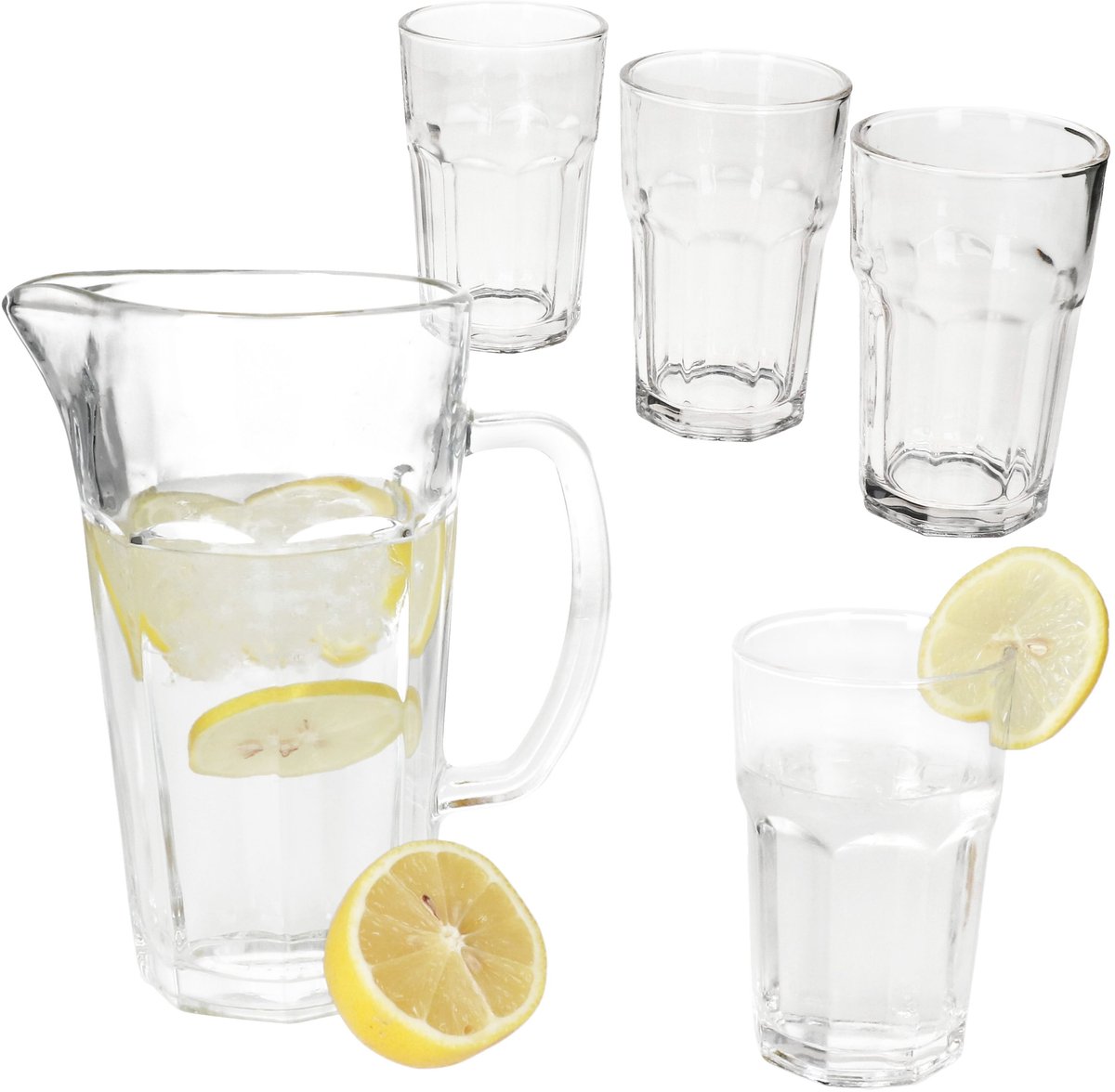 5-delig MIX-set: 1 glazen karaf van 1 L en 4 glazen – 18166
