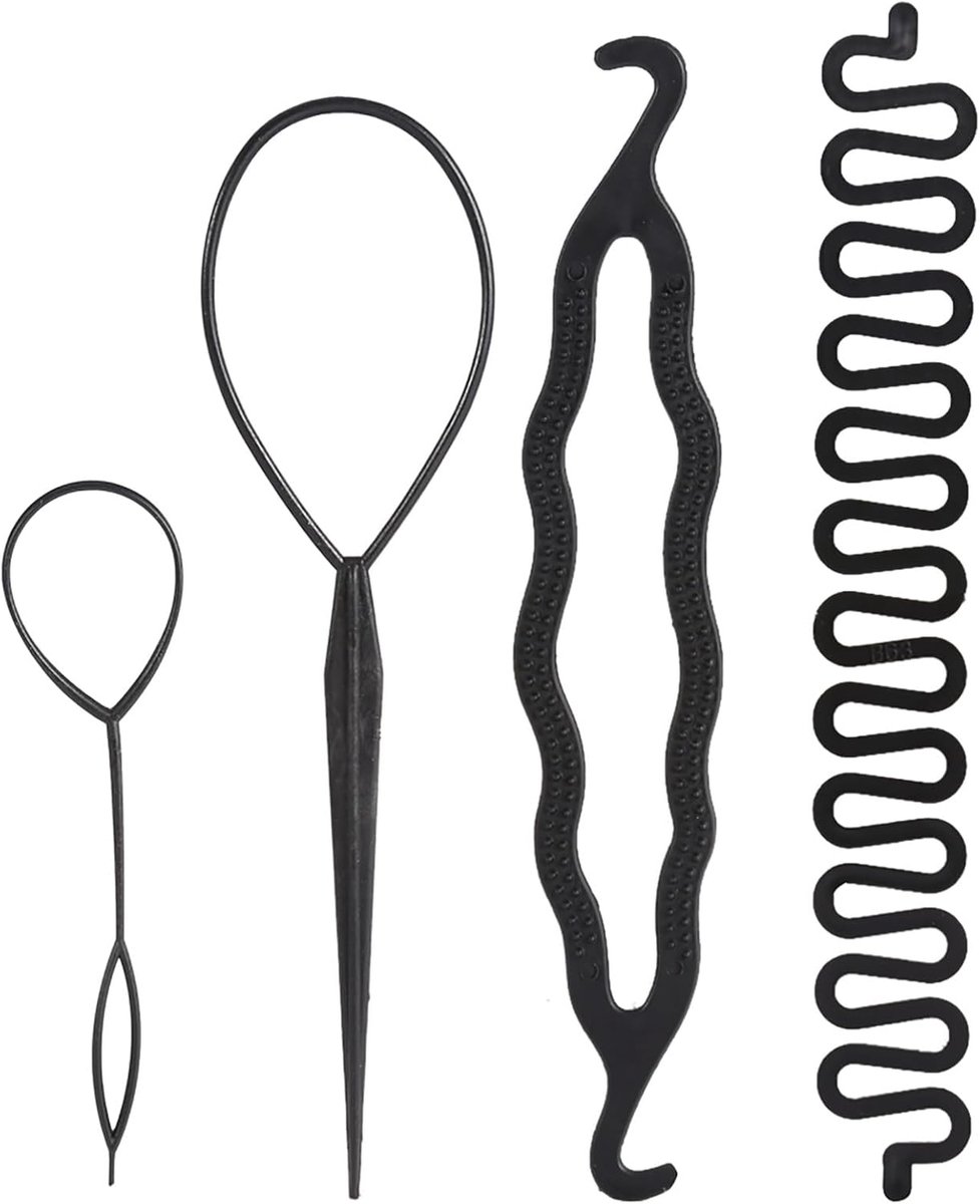 Haarstyling Set - Haarvlecht Gereedschap - Kapsels Maken - Veelzijdige Tools - 4 Stuks