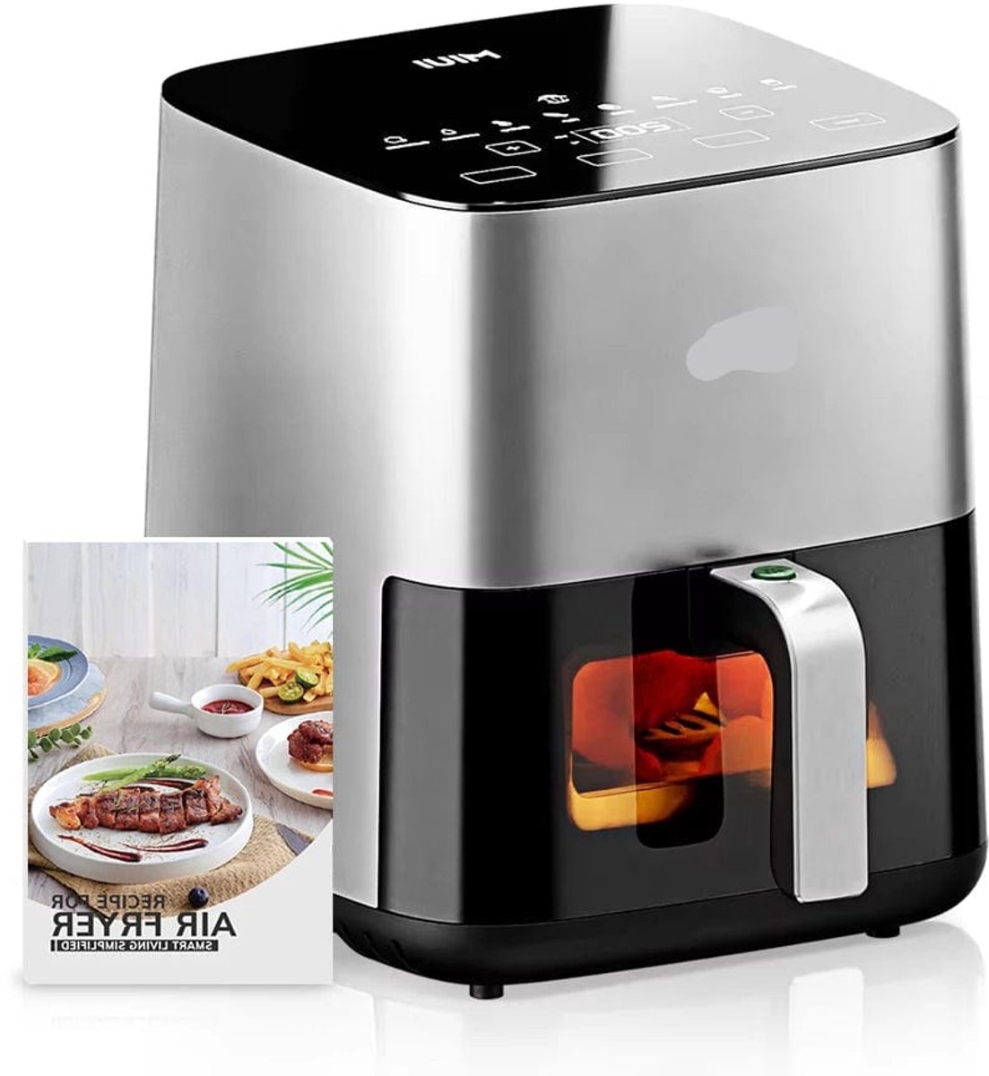 Heteluchtfriteuse - 5L - Oven - Touch Bediening - En Kijkvenster - Elektrische Olievrije - Met Antiaanbakmand - Familieformaat - Lichtgrijs