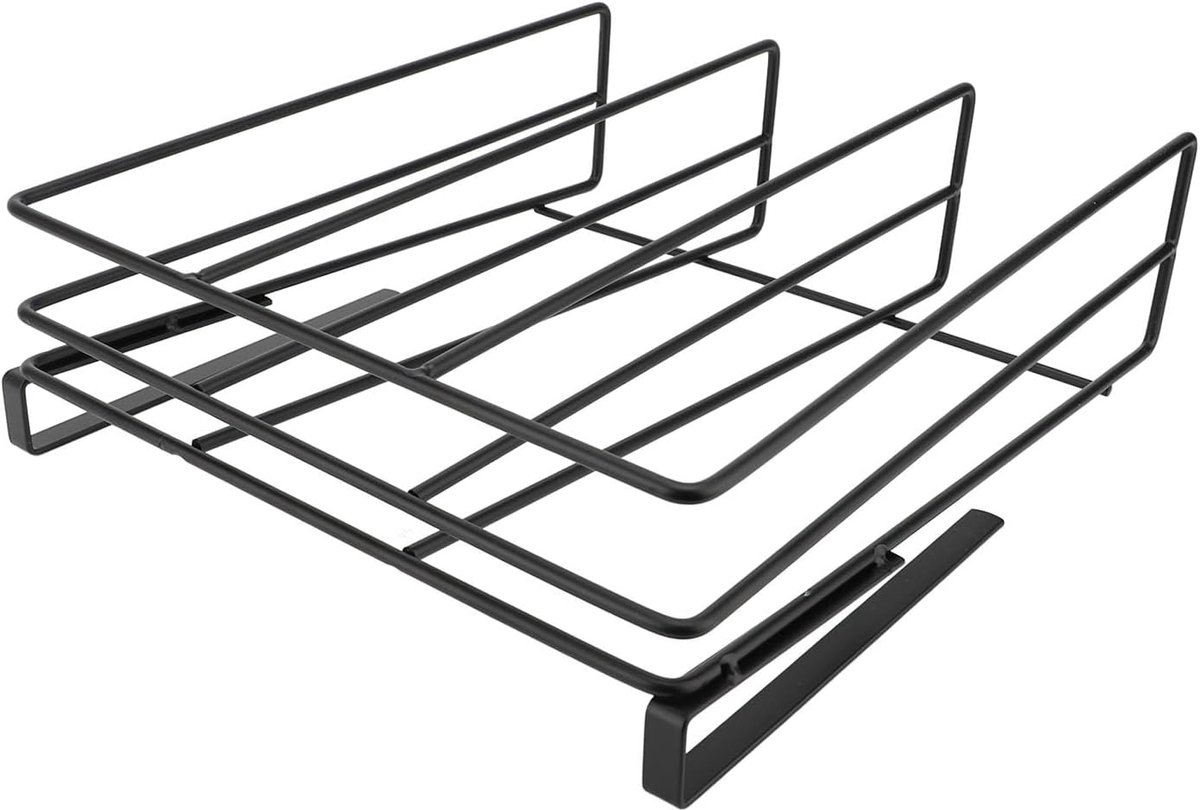 Snijplank Houder - Keuken Organizer - Ruimte Besparen - Onder Kast Montage - 27x30x8 cm - Zwart
