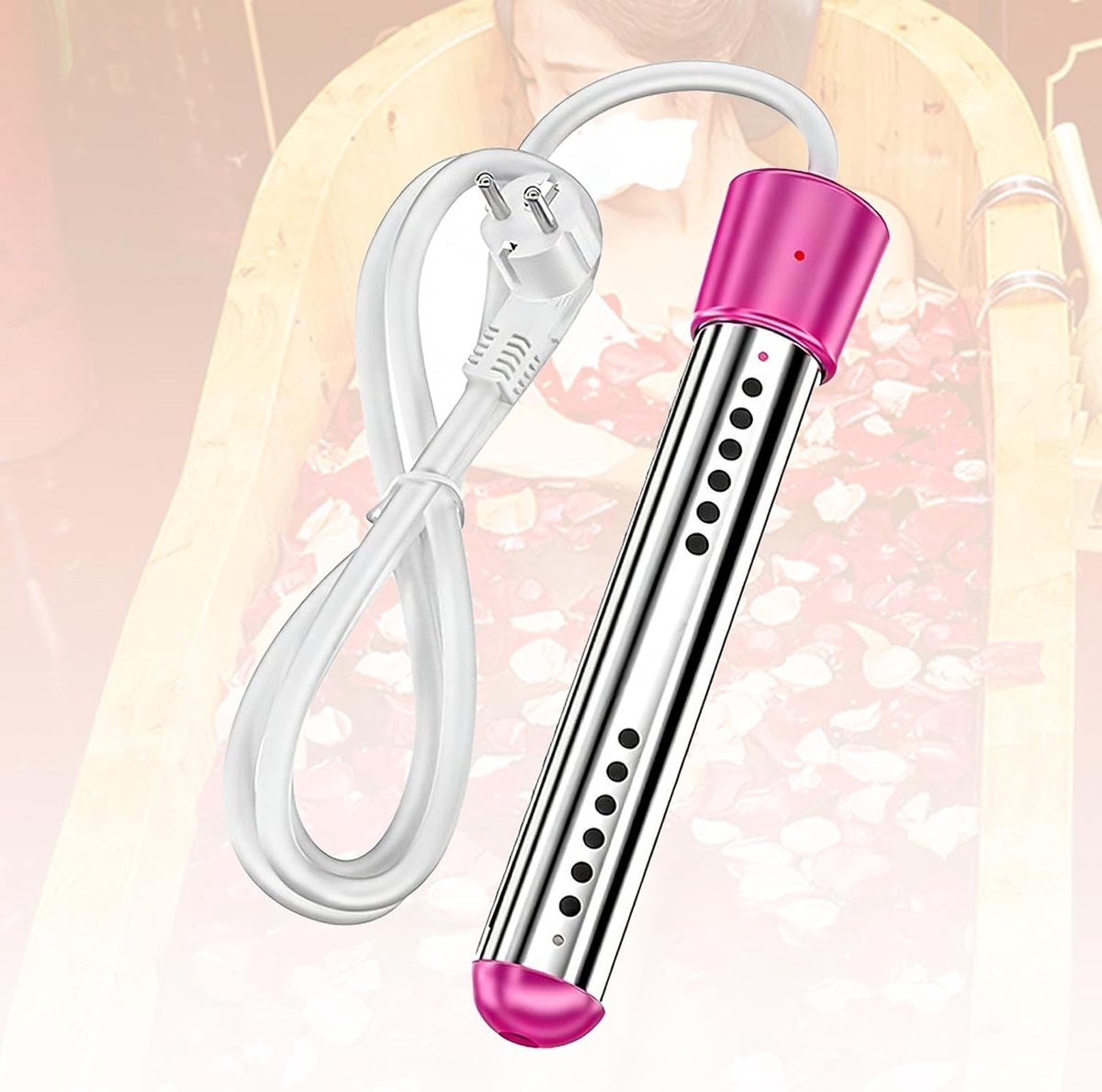 Draagbare Waterverwarmer - Dompelverwarmer Elektrisch - Snel Water Verwarmen - Digitale Temperatuurweergave - 44 cm Lengte - Roze