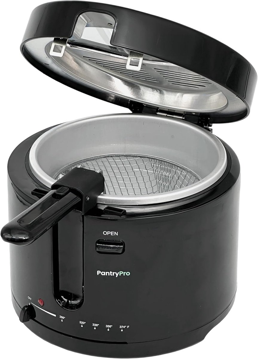 Elektrische Frituurpan - Compacte Frituur - Snelle Snacks - Cool Touch Behuizing - 2.5 Liter Inhoud - Zwart