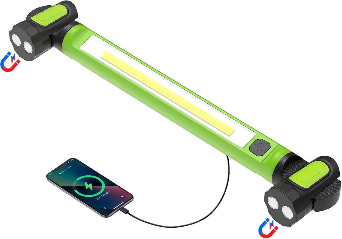 Oplaadbare Werklamp - Inspectielamp LED - Monteurs Werkplaats - Magnetische Strip - 46 cm Lengte - Groen