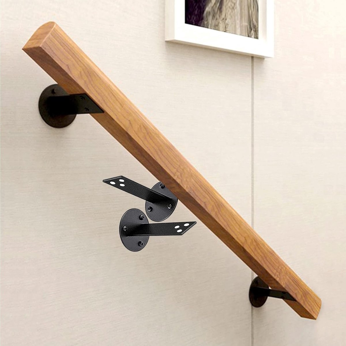 Trapleuning Hout - Wandmontage Leuning - Veilige Trappen - Natuurlijke Grenen - 06 Meter - Massief Hout
