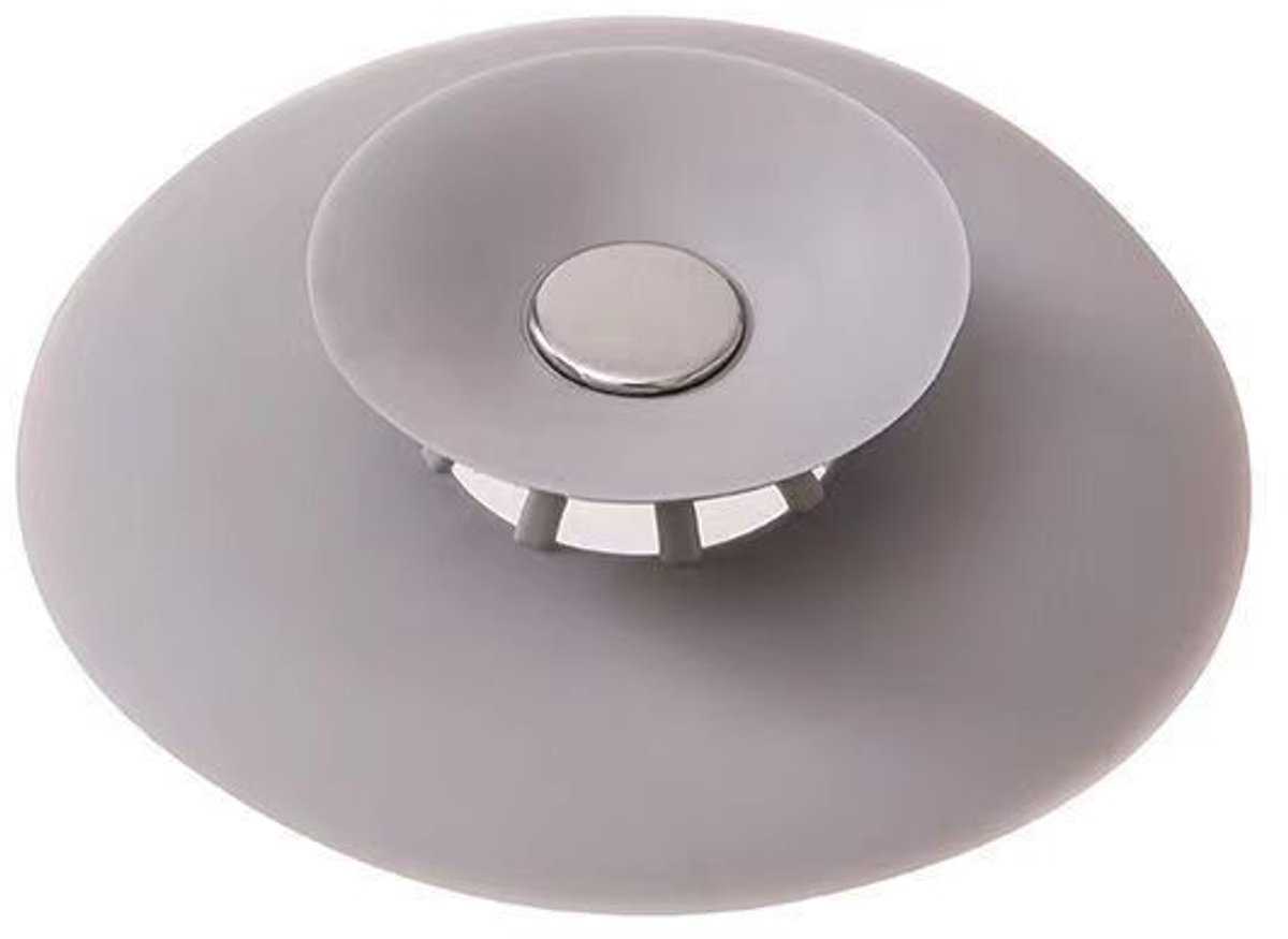 Afvoerstop - Afvoerplug - Haarvanger - Silicone - grijs - 10cm - Anti Verstopping - Anti haar afvoer stop - met haarvangerfunctie - voor Bad- en doucheafvoer