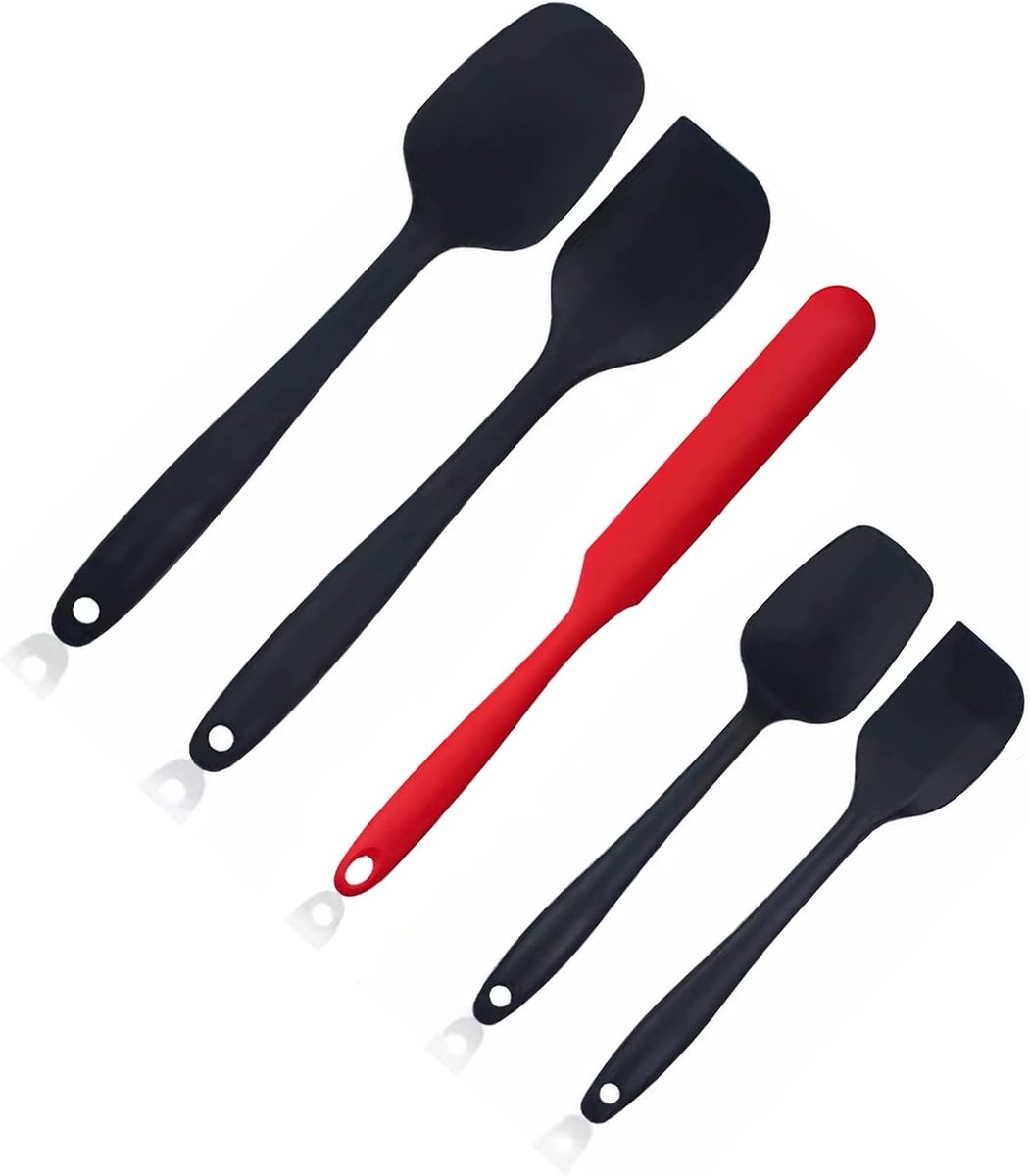 Opscheplepel Set - Keukengerei Set - Koken en Roeren - Hittebestendig - 5 Stuks - Zwart