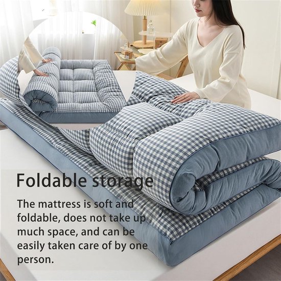 Opvouwbare Matras - Japanse Vloerbed - Flexibel Slapen - 8 cm Dik - 120 x 200 cm - Grijs Blauw — afbeelding 2