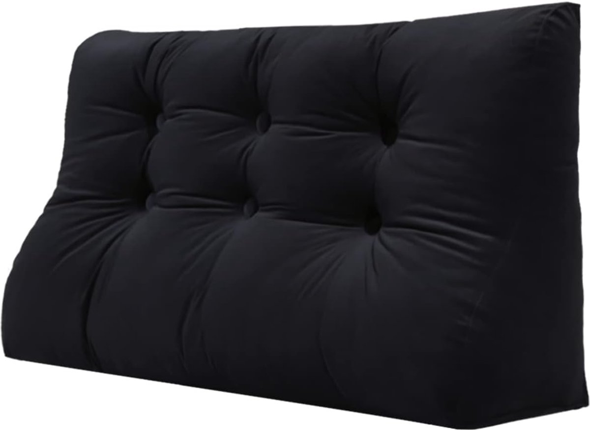Groot Rugkussen - Wigkussen Leeskussen - Bed Hoofdeinde - Afneembare Hoes - 100cm Breed - Zwart