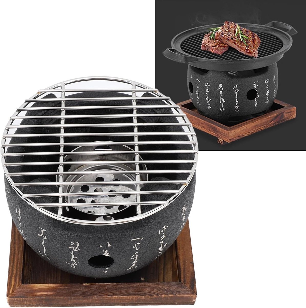 Mini BBQ Grill - Houtskoolfornuis Barbecue - Kamperen Buiten Eten - Japanse Stijl Ontwerp - 17x17x16 cm