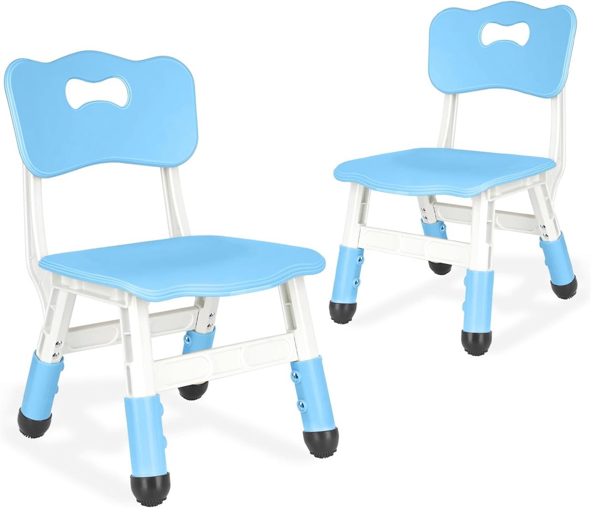 Kinderstoelen Set - Peuter Stoelen - Leren Spelen - 3 Niveaus Verstelbaar - Set van Twee - Hemelblauw