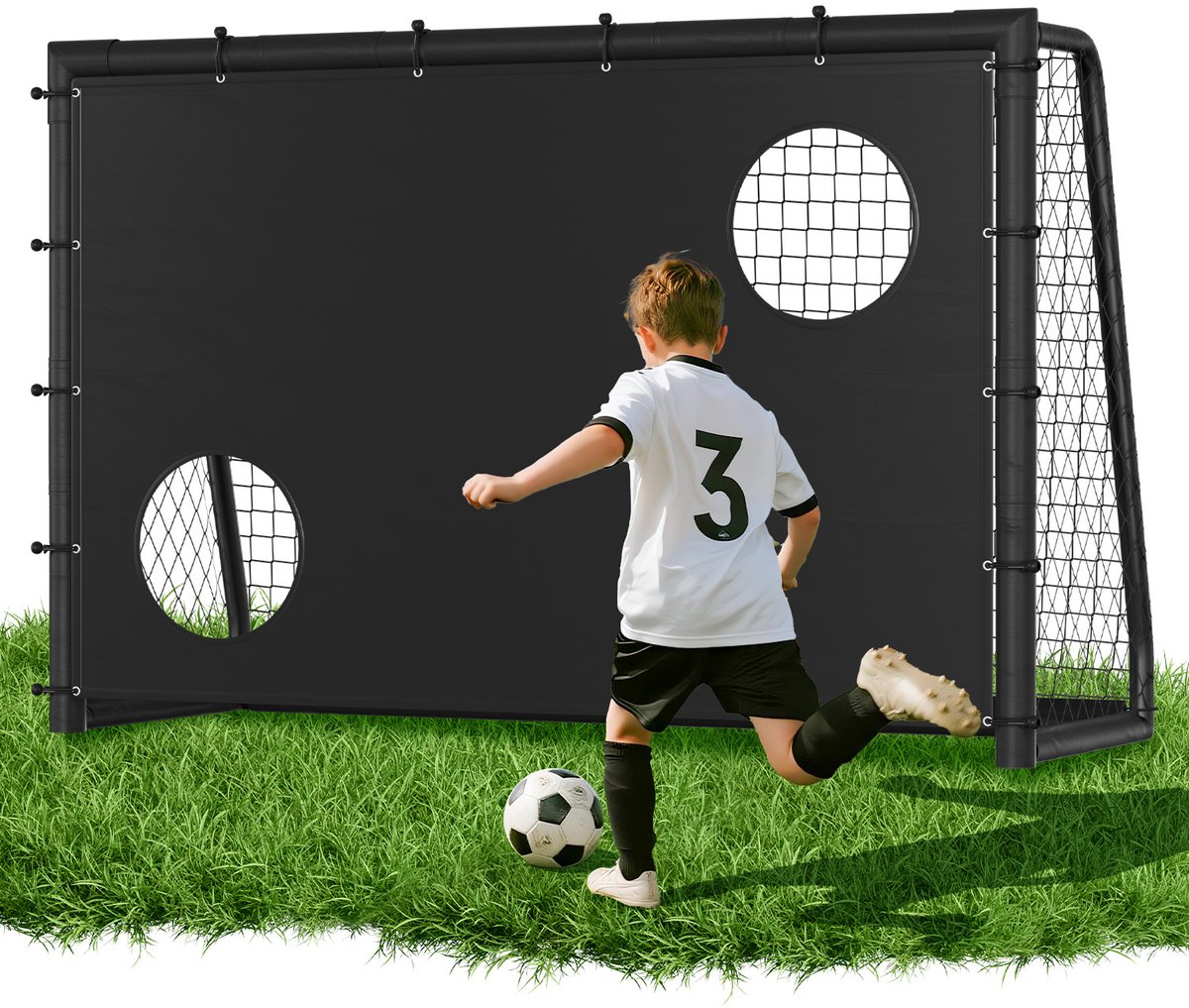 Voetbaldoel 240 x 160 x 86 cm snel te monteren met haringen stabiele constructie