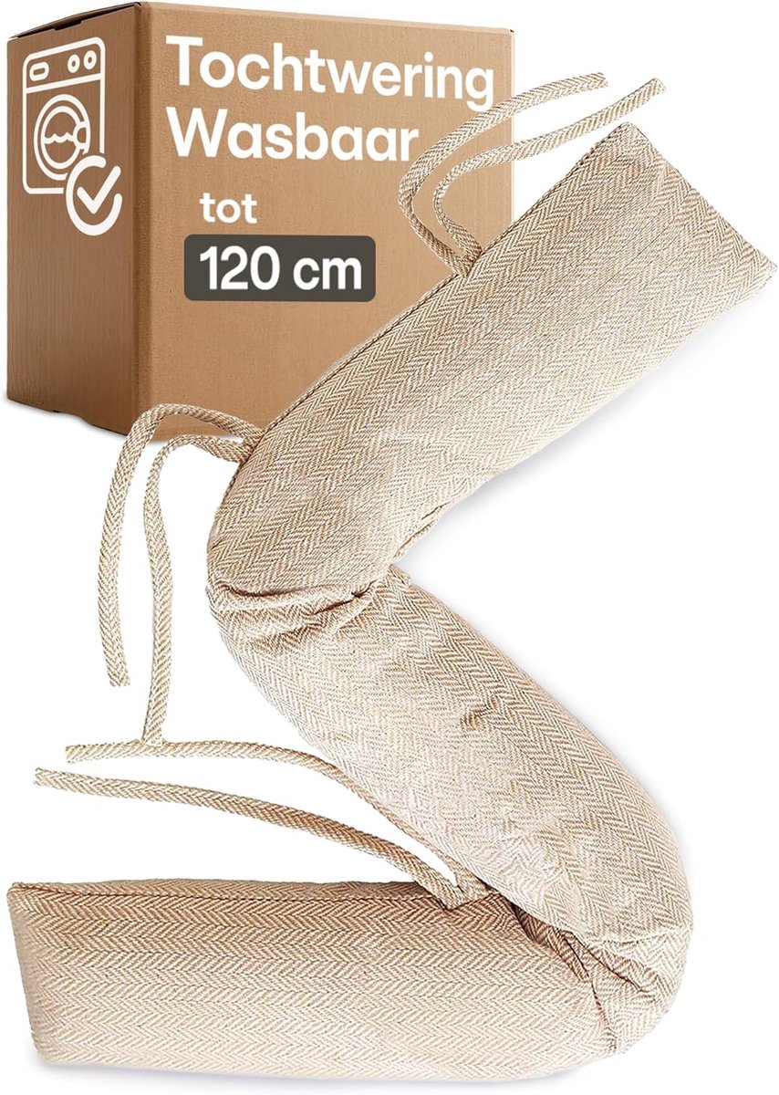 Tochtwering ramen 120 cm wasbaar energiebesparend extra lang zwaar brede deuren beige