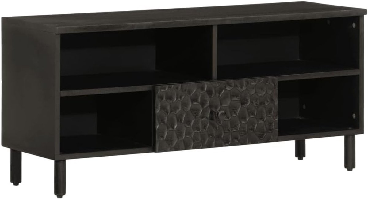 TV Kast Meubel - Salontafel Commode - Woonkamer Opbergen - Massief Hout Mango - 100x33x46 cm - Zwart