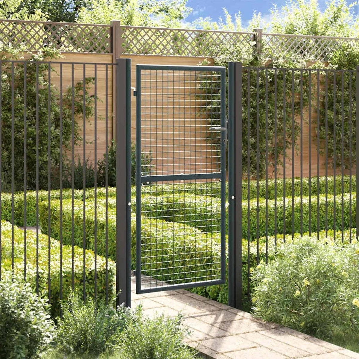 Metalen Tuinpoort - Hekwerk Deur - Toegang Creëren - Stevig Gaasontwerp - 100x225cm - Grij