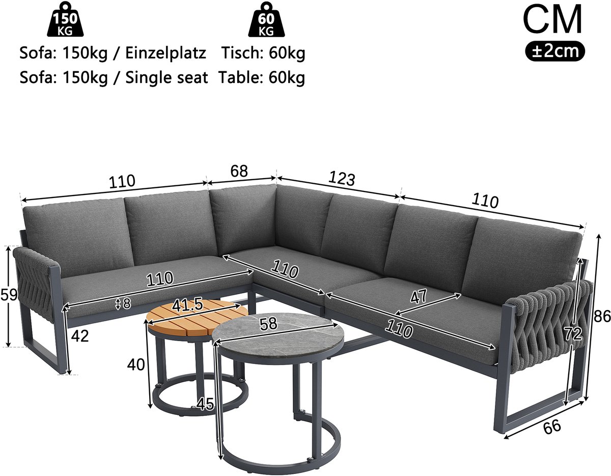 OKWISH Modulaire Tuinlounge Set Voor 5 Tot 6 Personen thumbnail 6