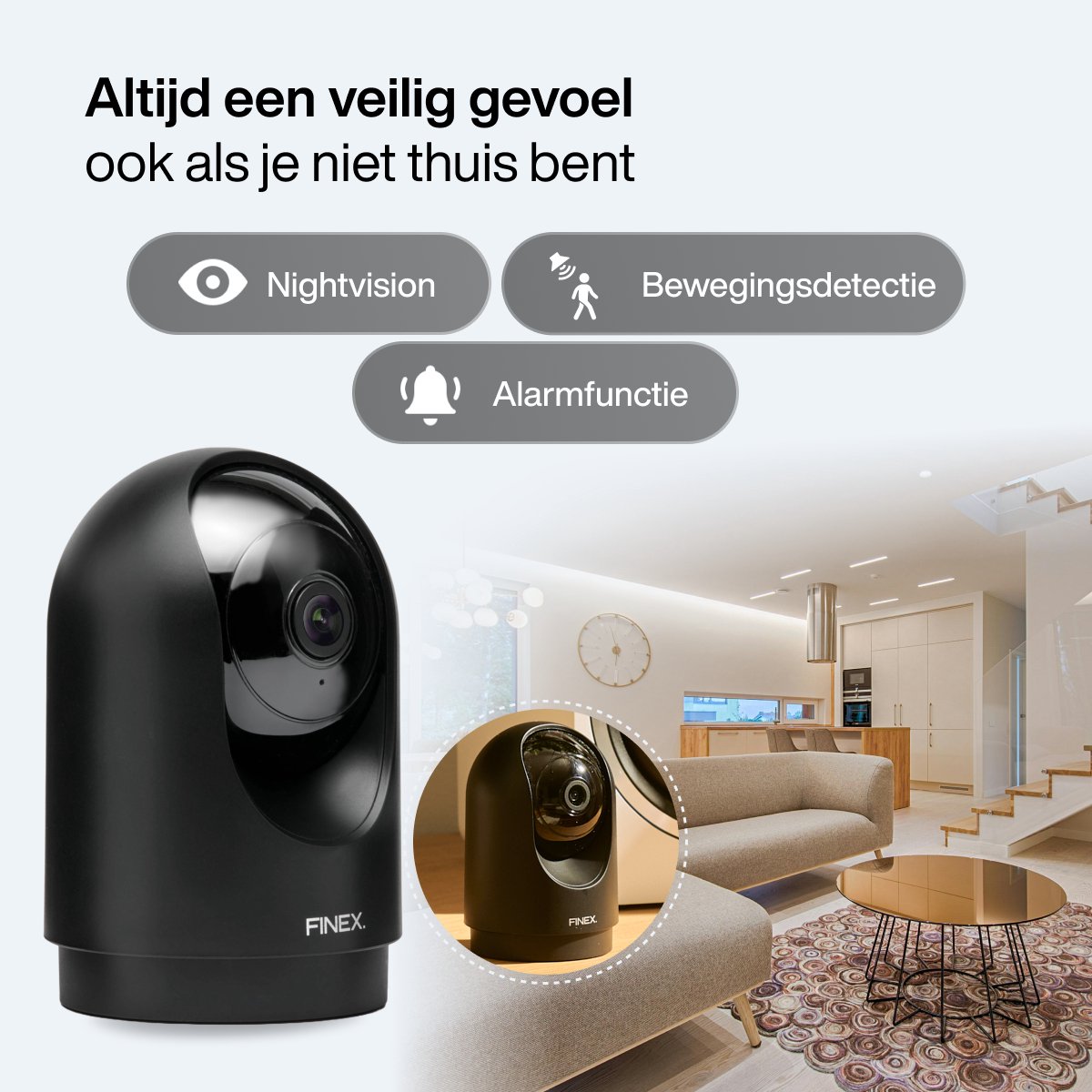 Finex Beveiligingscamera Binnen met Nachtzicht en 2‑weg - afbeelding 3
