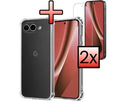 Hoesje - Met Screenprotector - 2 Stuks - Geschikt voor Google Pixel 10a - Sterk & Shockproof - Siliconen Case - Back Cover - Telefoon Hoes - Shock Proof - Transparant