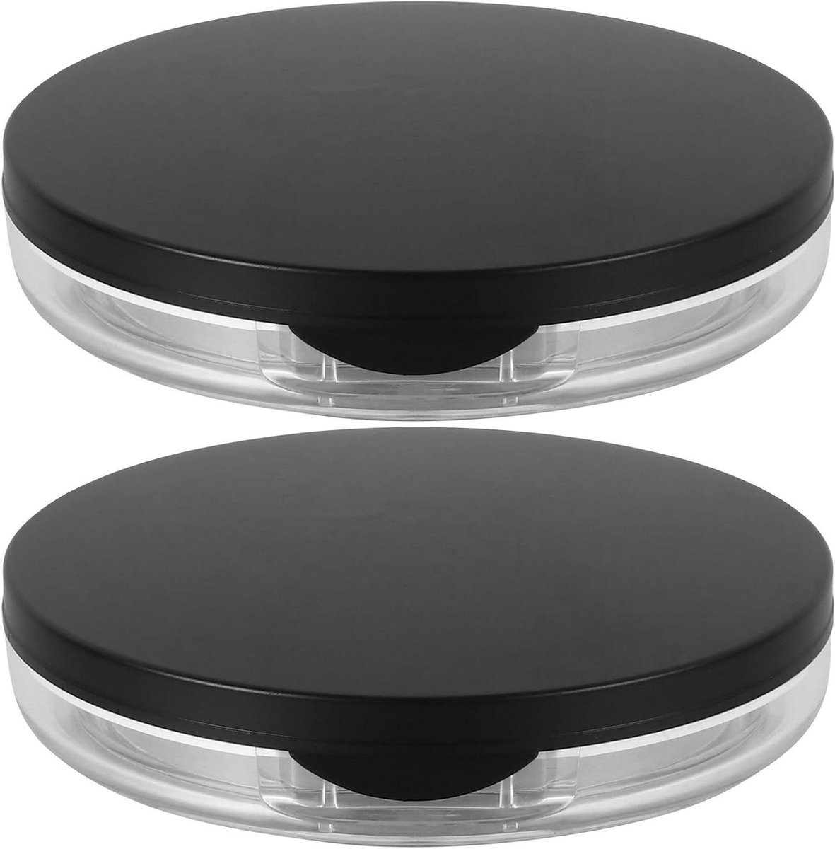 Lege Puff Container met Spiegel voor Foundation - Set van 2 - Zwart - Reisverpakking