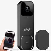 Sonnette vidéo Gologi - Sonnette intelligente avec caméra et WiFi - Qualité vidéo HD - Sans fil sur batterie - Comprend support mural et carillon - Vision nocturne - Étanche - Noir