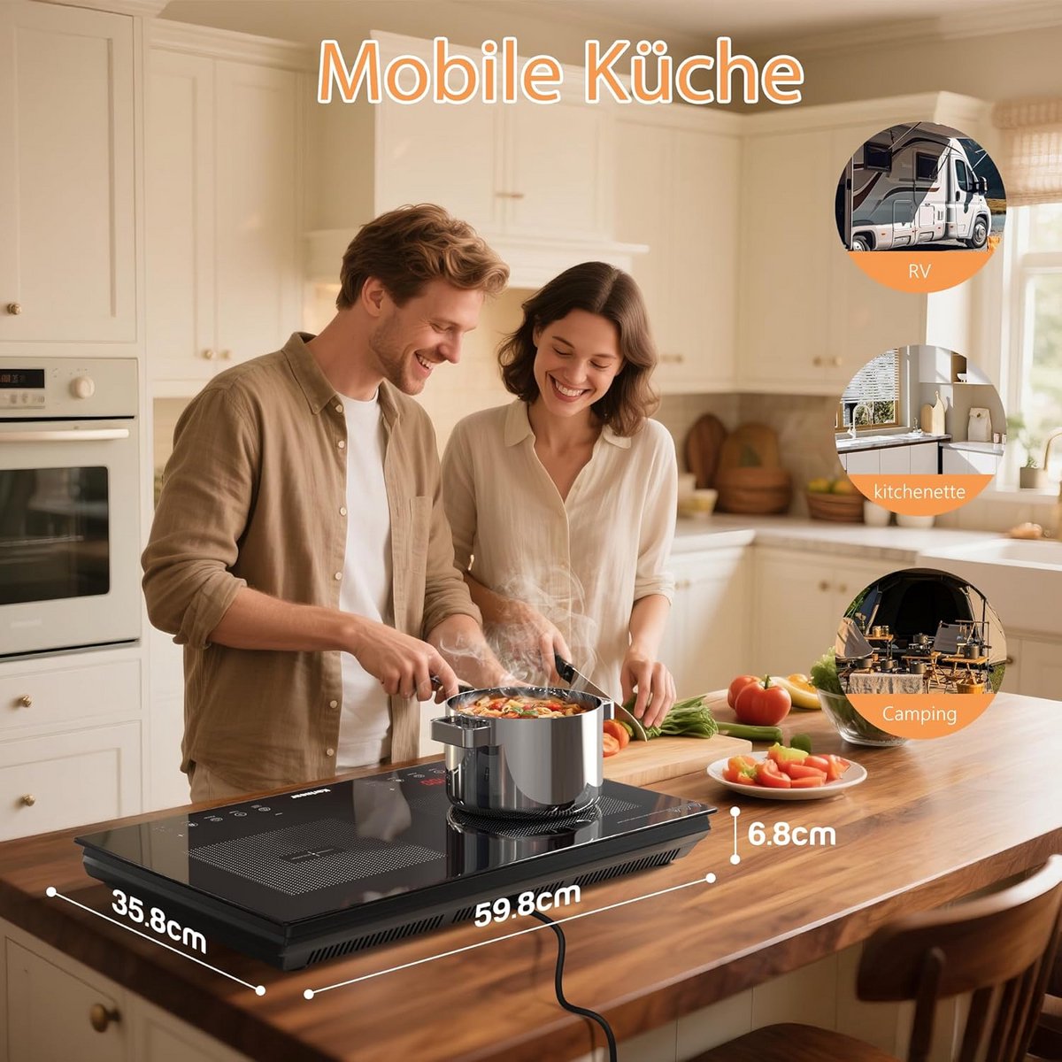 Inbouwkookplaat Elektrisch met 2 Zones en Boostfunctie - Intuïtieve Touch Controle
