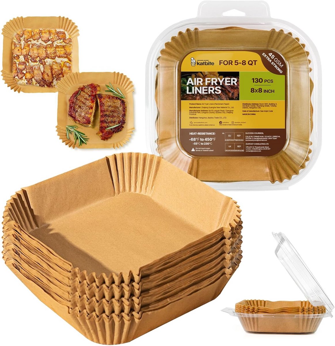 Bakpapier voor Airfryer, Ongebleekt Perkamentpapier, 130 Stuks