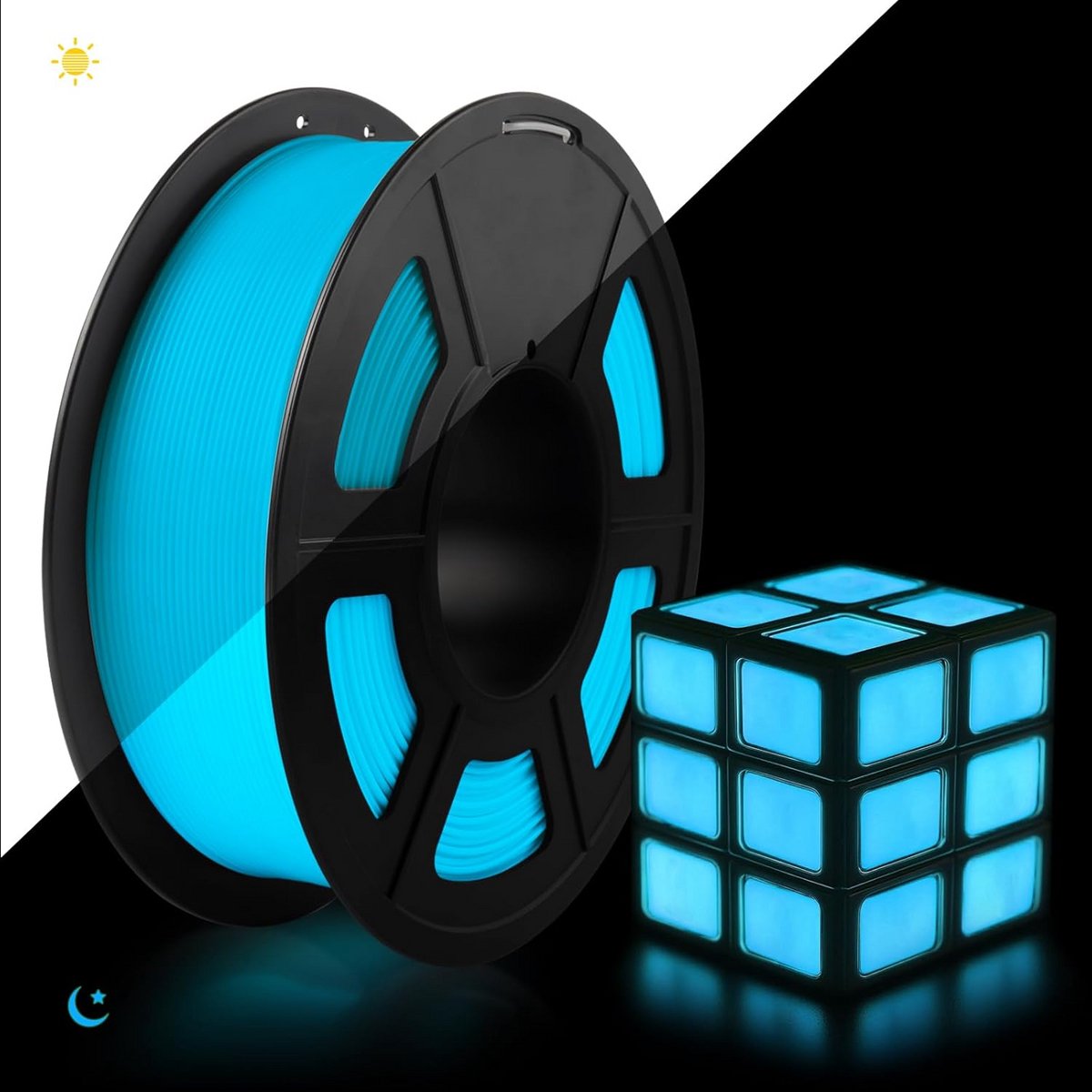 Glow in the Dark 3D Printer Filament 1.75mm PLA Blauw 1KG voor de Meeste Printers