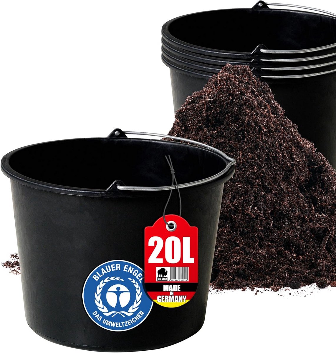 Stevige Bouwemmer 20 Liter met Maatstreepjes voor Mortel en Tuinwerk