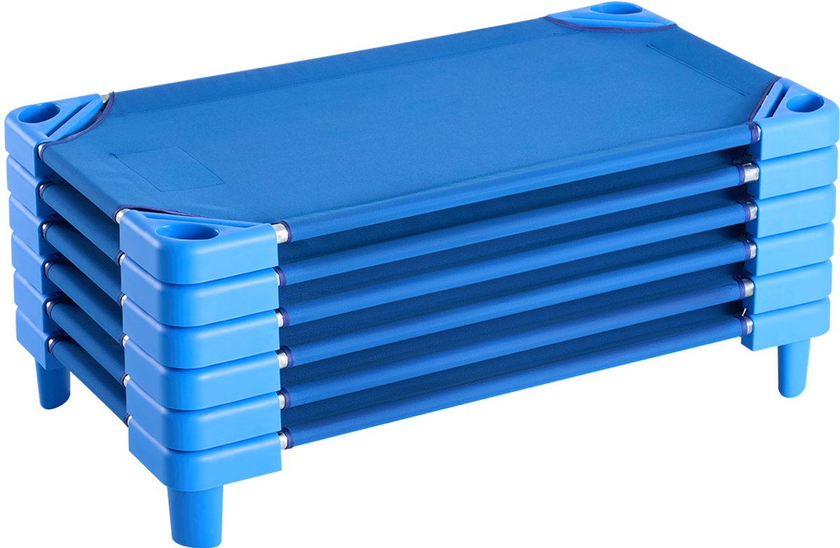 Vevor Stapelbaar Kinderbed Slaapbed Blauw 6-delig 102x57x15cm Kinderligstoel