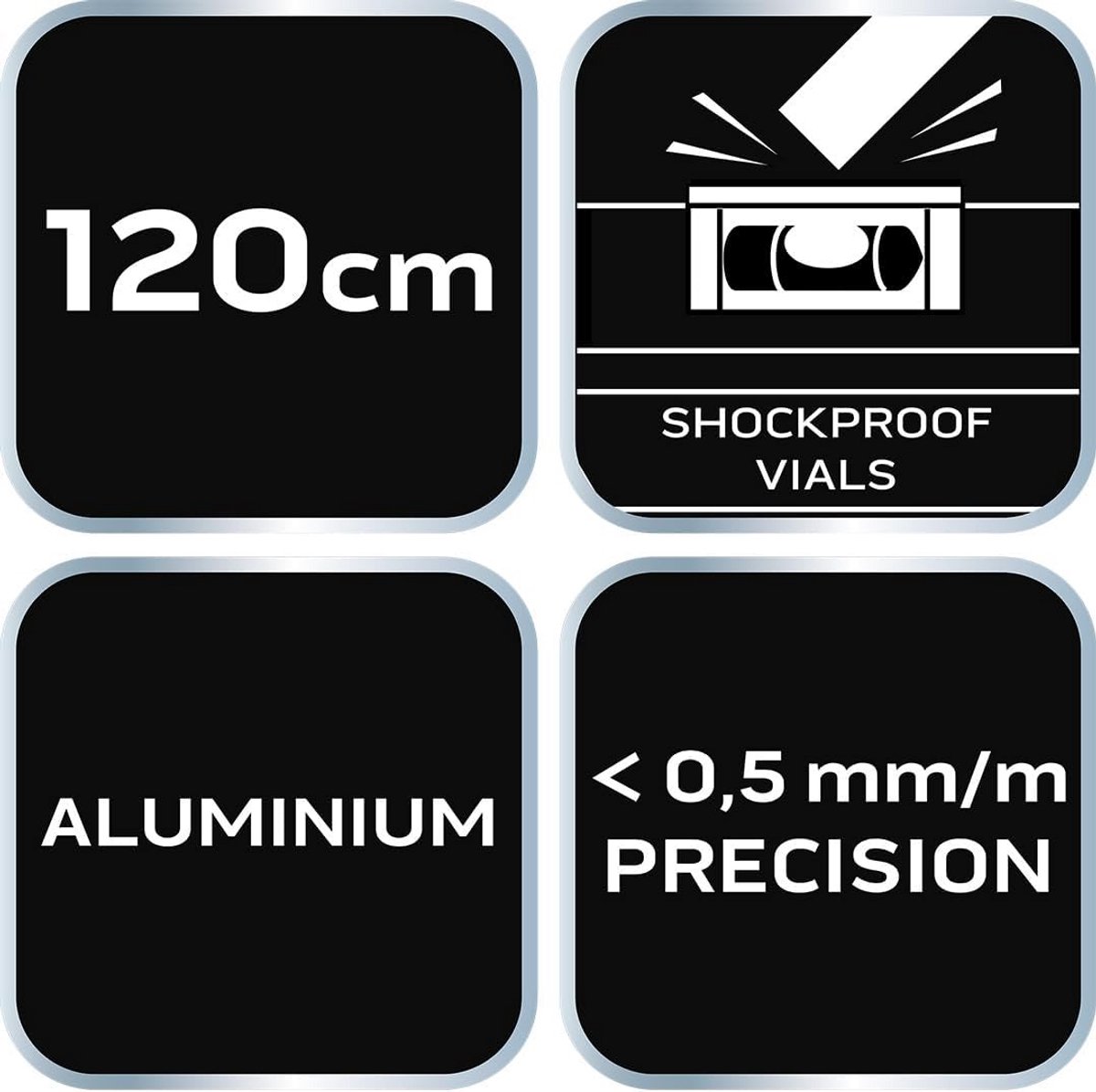 Aluminium waterpas met libel nauwkeurigheid 0.5mm/m professioneel
