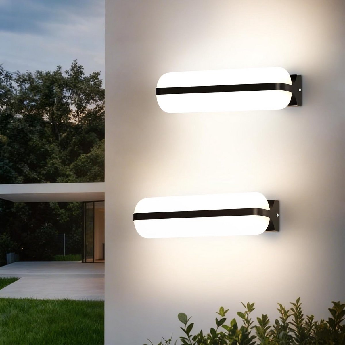 Set van 2 Moderne LED Wandlampen 20W 2000LM Neutraal Wit 4000K Op en Neer Licht IP65 Waterdicht