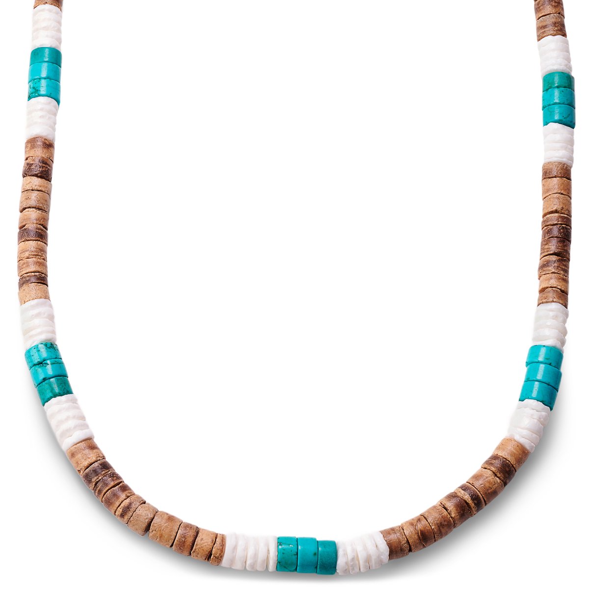 Surfer ketting met kokosnoot, schelp en turkoois