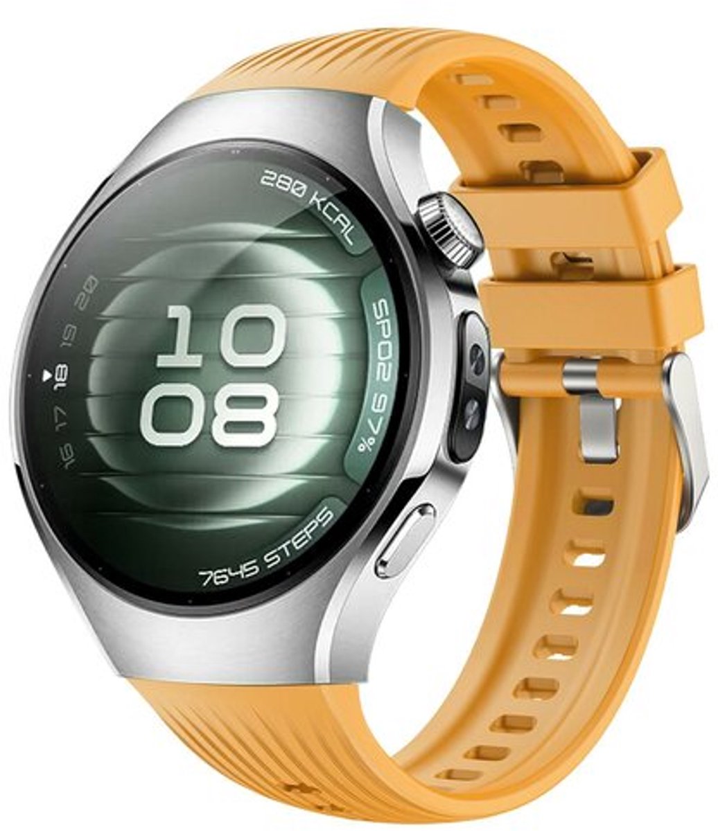By Qubix - Siliconen bandje 'True Fit' - Oker - geschikt voor Huawei Watch 5 - 42mm
