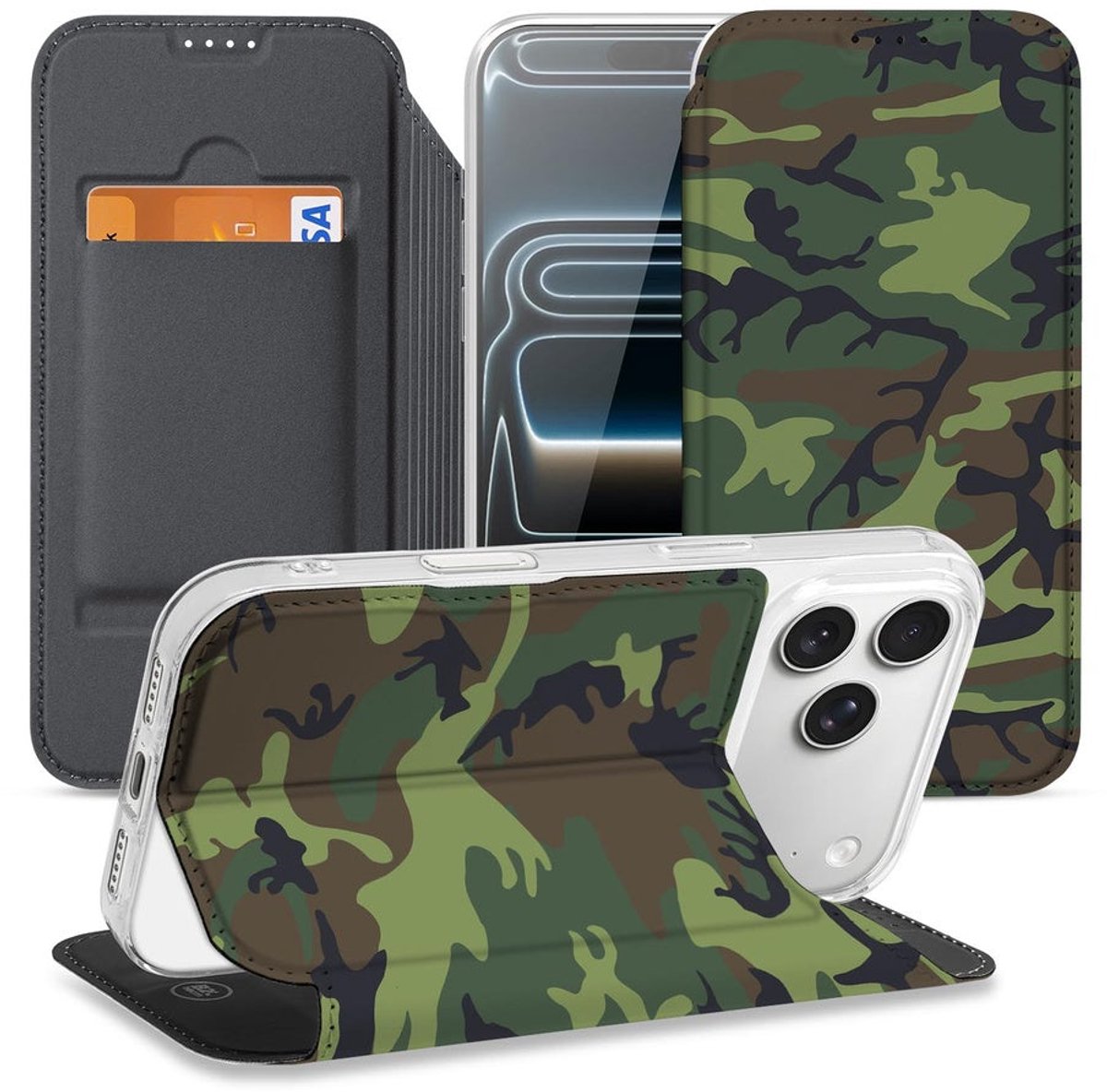 voor Apple iPhone 17 Pro Telefoonhoesje Army Dark