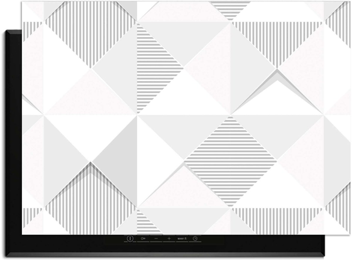 KitchenArt - Arctic Prism – Inductie Beschermer - 86x52 cm - Kookplaat Beschermer - Luxe Afdekplaat Inductieplaat - Anti-slip & Oprolbaar - Beschermmat Inductiekookplaat